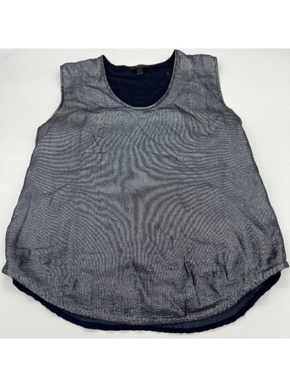 J Crew Metallic Blue Tank Blouse size M